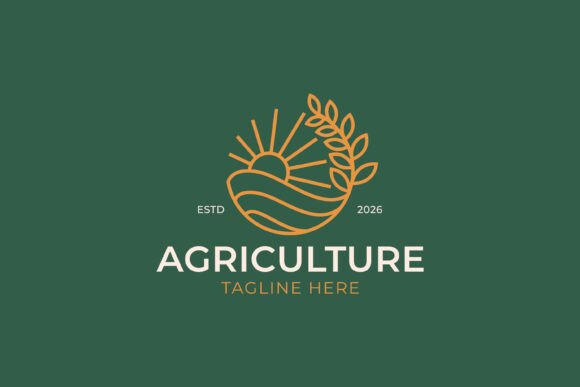 Agriculture Wheat Sun Field Logo Design Graphics & Logo Templates