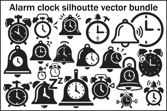 Alarm Clock Silhouette Vector Bundle Graphics and Illustrations Review
