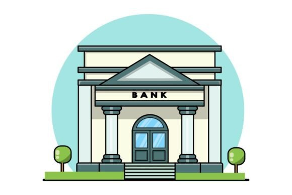 Bank Building Icon a Flat Design for Graphics and Icons