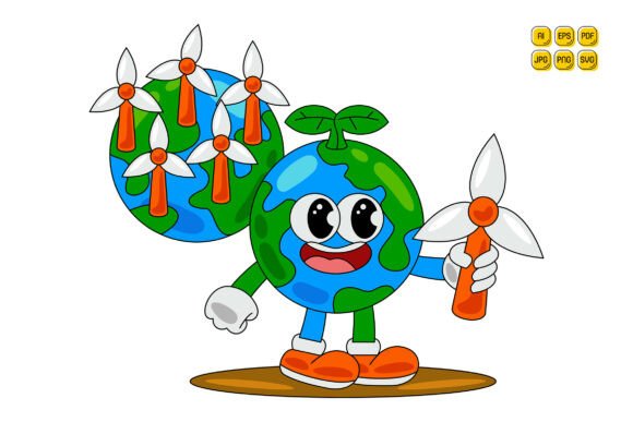 Cartoon Earth Character Vector Art 13 Graphics and Illustrations