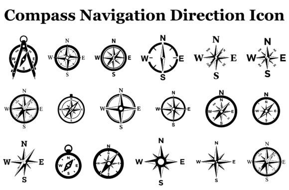Compass Navigation Direction Icon Bundle Graphics and Icons