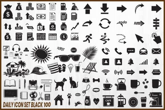 Daily Black Icon Set: Essential Graphics and Icons for Modern Design