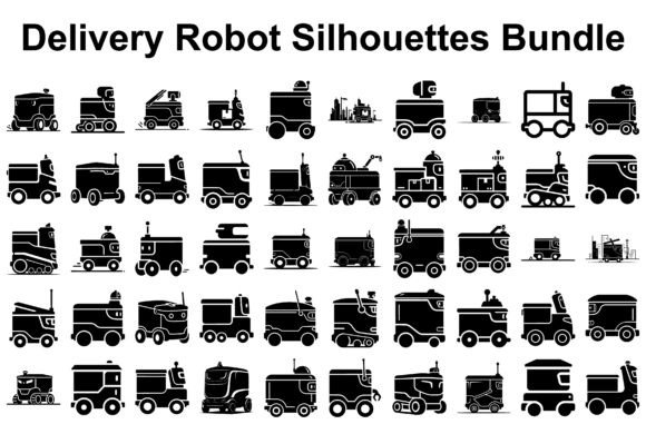Delivery Robot Silhouettes Bundle Graphics and Illustrations Review