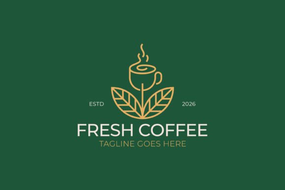 Fresh Organic Coffee Cup Logo Natural Graphics and Logos