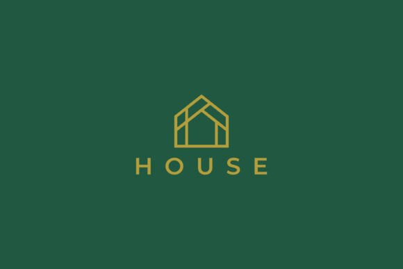 Minimalist Golden House Logo Real Estate Graphics