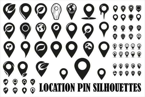 Modern Location Pin Silhouettes Graphics and Crafts
