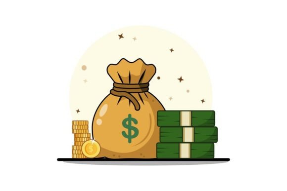 Money Bag with Coins and Stack of Dollar Graphics and Icons Review