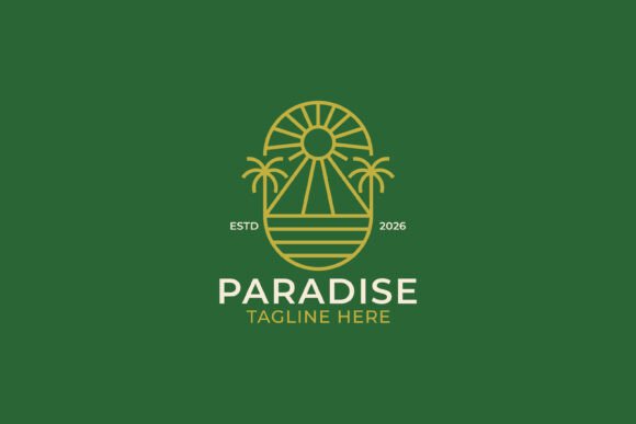 Paradise Sunset Line Art Logo Design Review
