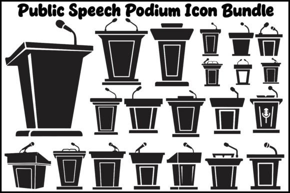 Public Speech Podium Icon Vector Bundle Graphics and Icons Review