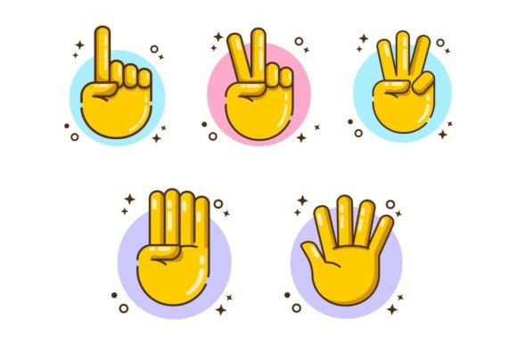 Set of Cartoon Hand Counting Icon Graphics and Icons Review