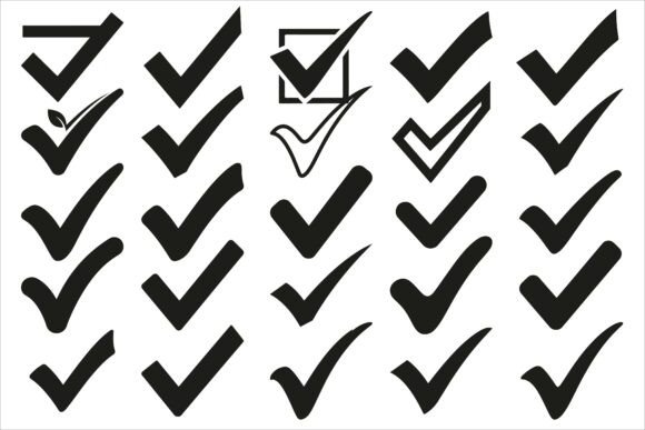 Simple and Bold Checkmark Silhouette Graphics for Crafts