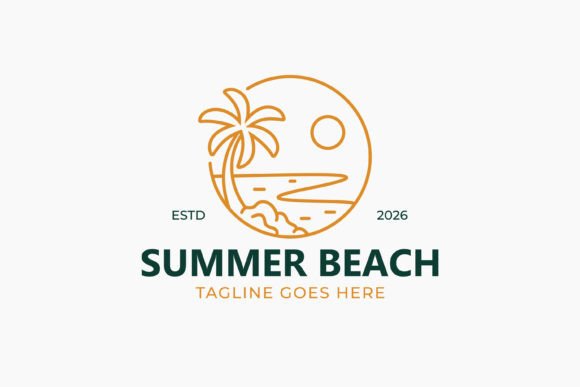 Summer Beach Logo Design Template Graphics
